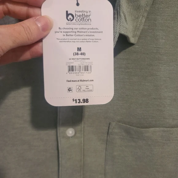 Men's Light Green Casual Button Down Shirt - Picture 3 of 3